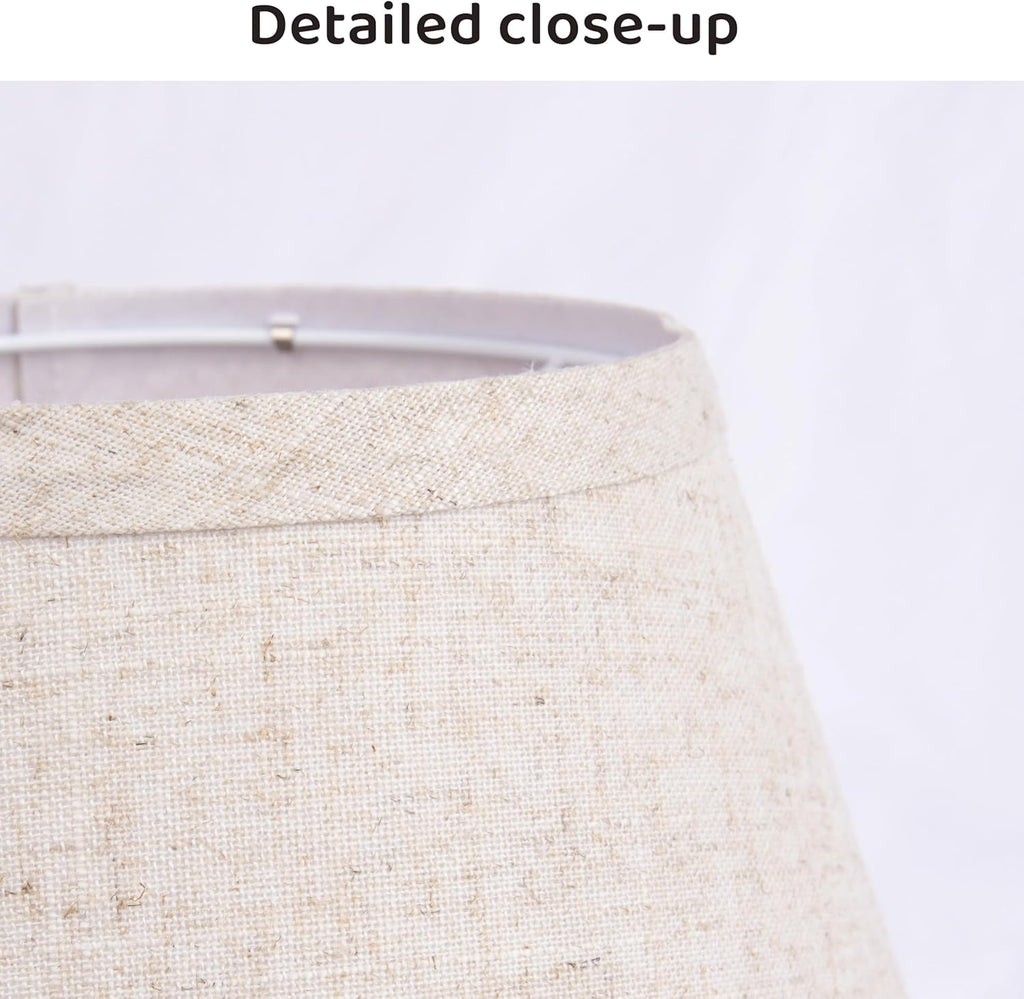 ALUCSET Set of 2 Natural Linen Bell Lamp Shades – 7" Top, 11" Bottom, 8" High, Spider Fitter (Light Brown)