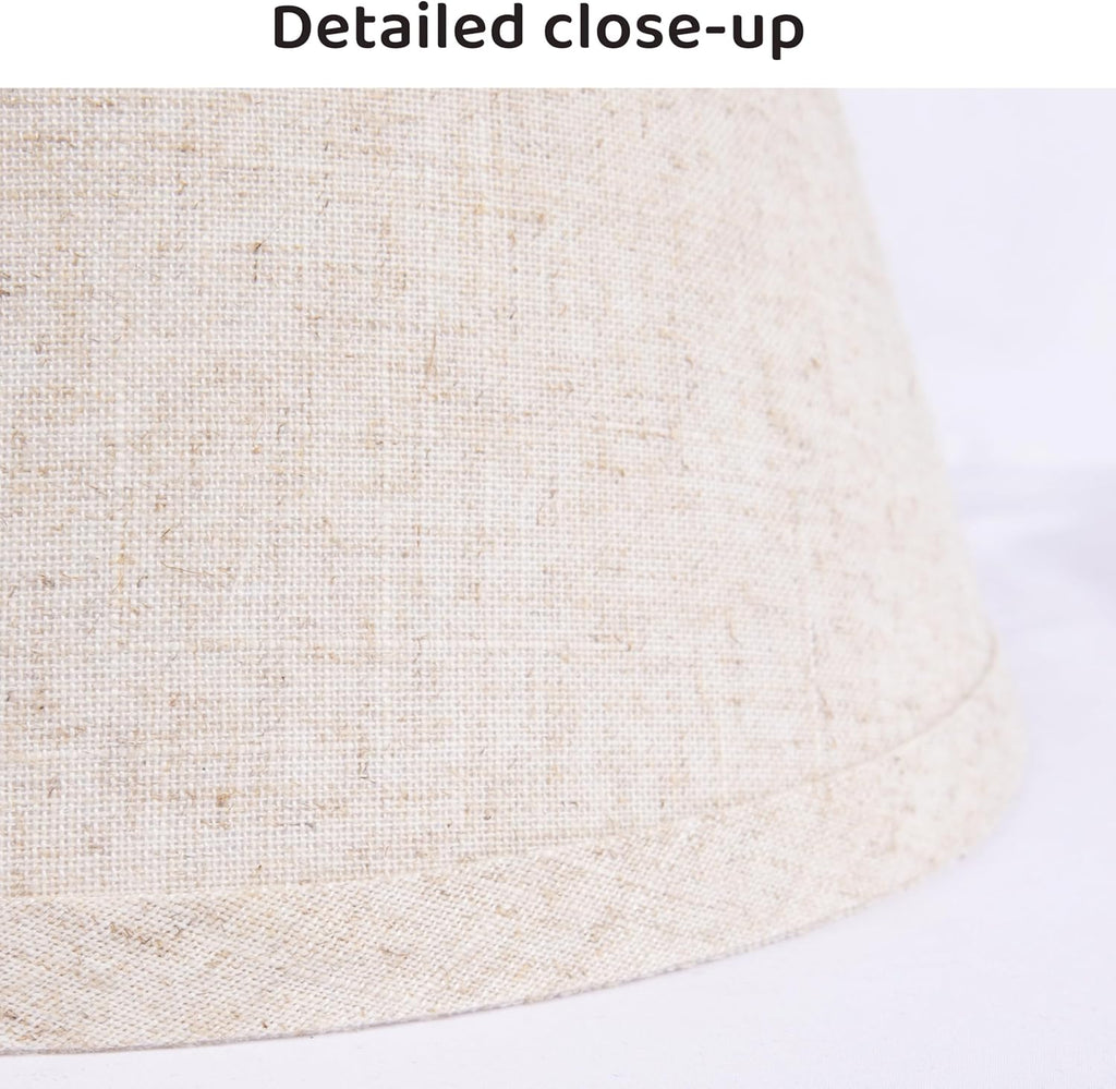 ALUCSET Set of 2 Natural Linen Bell Lamp Shades – 7" Top, 11" Bottom, 8" High, Spider Fitter (Light Brown)