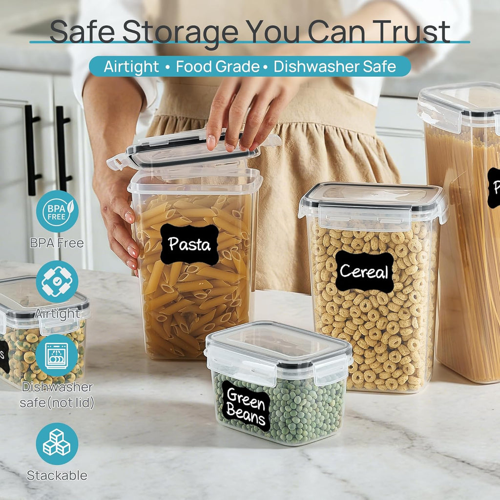 24 Pcs Airtight Food Storage Containers with Lids, BPA Free Pantry Organization Canisters Set, Stackable Dry Food Storage for Kitchen Cabinet