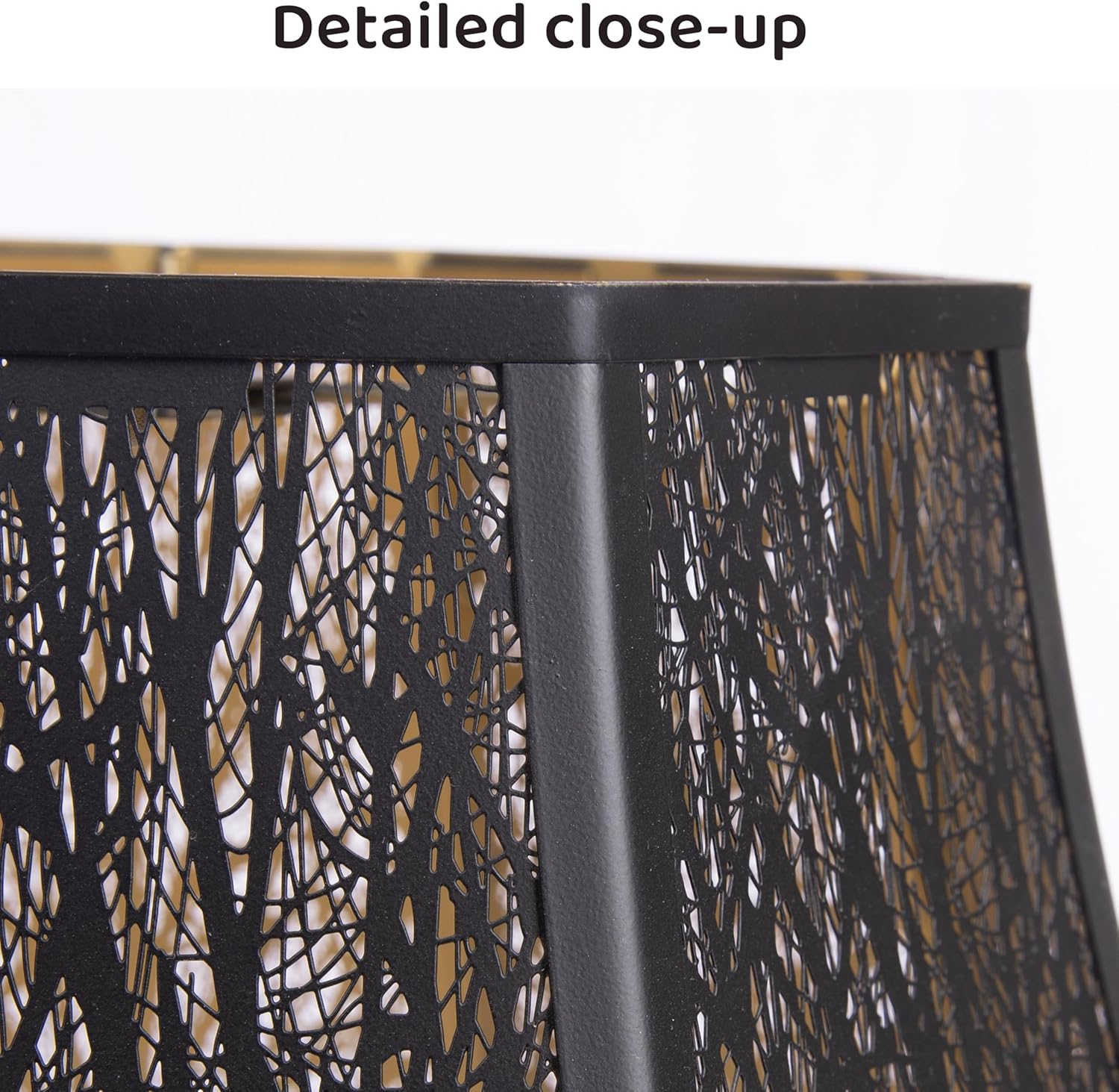 ALUCSET Metal Etched Forest Lamp Shade, Black/Gold Beveled Octagon Shade with Spider Fitter for Table & Floor Lamps, 13.8" Bottom, 8.7"H