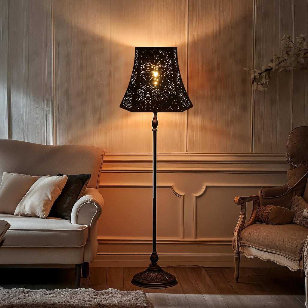 Square Cut Bell Lampshade | Etched Starry Sky Design