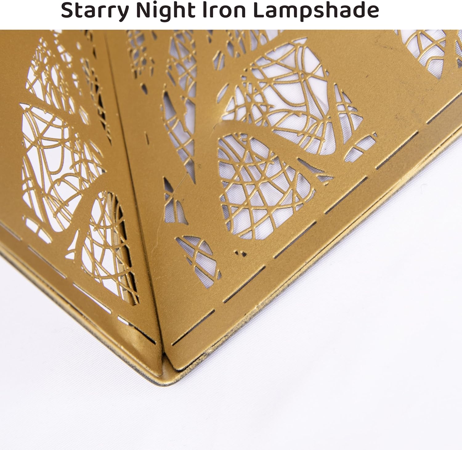 ALUCSET Metal Etched Forest Lamp Shade, Black/Gold Beveled Octagon Shade with Spider Fitter for Table & Floor Lamps, 13.8" Bottom, 8.7"H