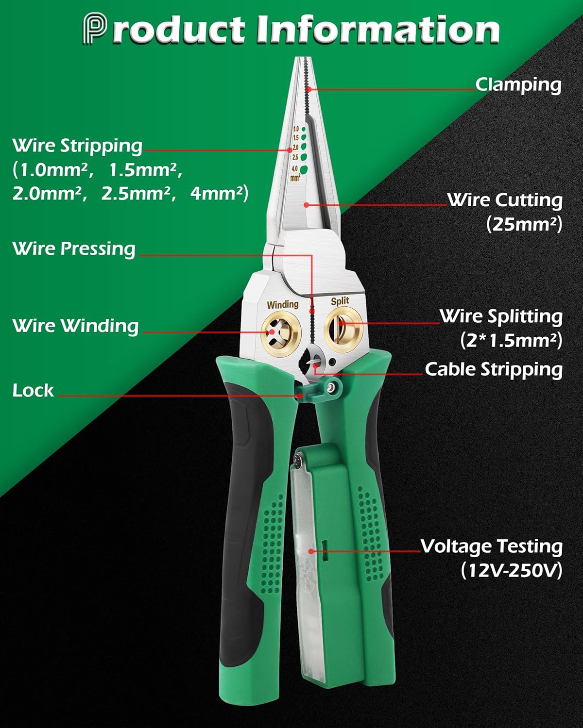 Voltmaster 8-in-1 Multi-Tool, Voltclaw Electrical Tools for Electrician, Wire Stripper with Voltage Tester, Cutting & Crimping Pliers for Home Repair
