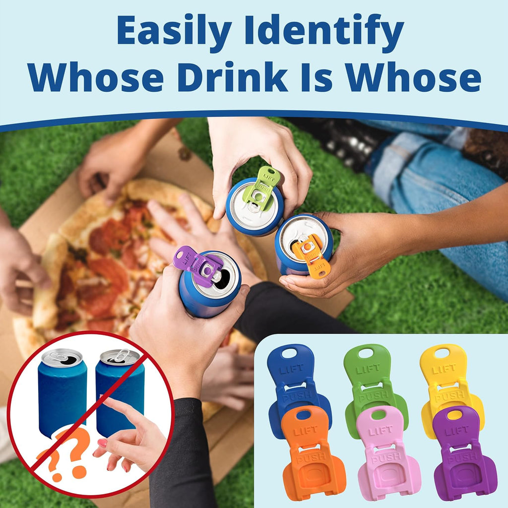 6 Pack Colorful Soda Can Tab Opener & Drink Protector, Reusable Beverage Can Shield Keeps Bees, Bugs & Dust Out, for Beer, Pop, Picnic, BBQ & Camping