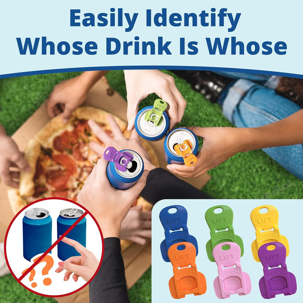 6 Pack Colorful Soda Can Tab Opener & Drink Protector, Reusable Beverage Can Shield Keeps Bees, Bugs & Dust Out, for Beer, Pop, Picnic, BBQ & Camping