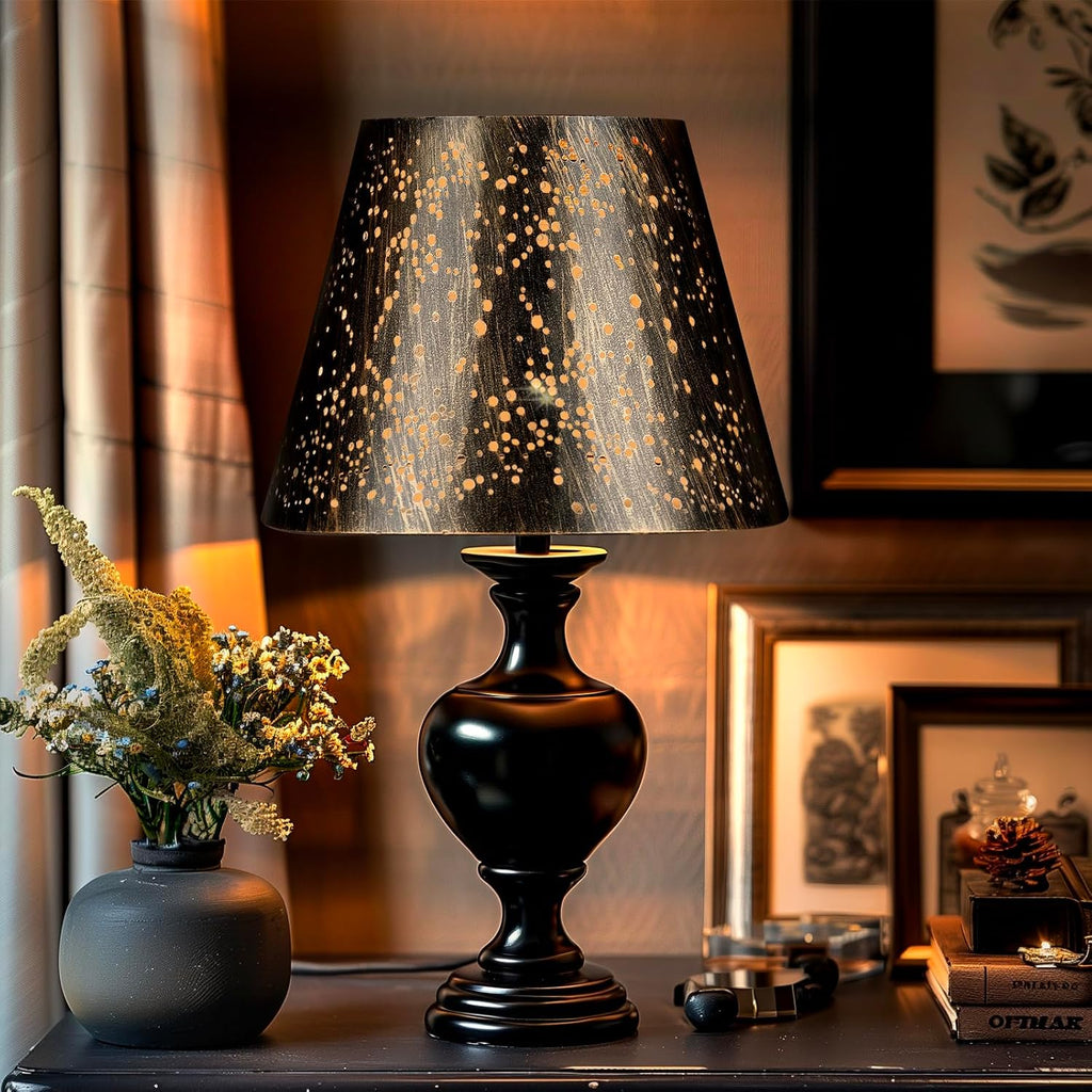 Black & Gold Metal Lamp Shade with Starry Cutout Design – Modern Decorative Replacement Shade for Table, Floor & Bedside Lamps