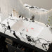 Black Bathroom Vanity with Sink, Modern Freestanding Cabinet with Black Vein Marble Top, 2 Doors and 2 Drawers, Gold Knobs