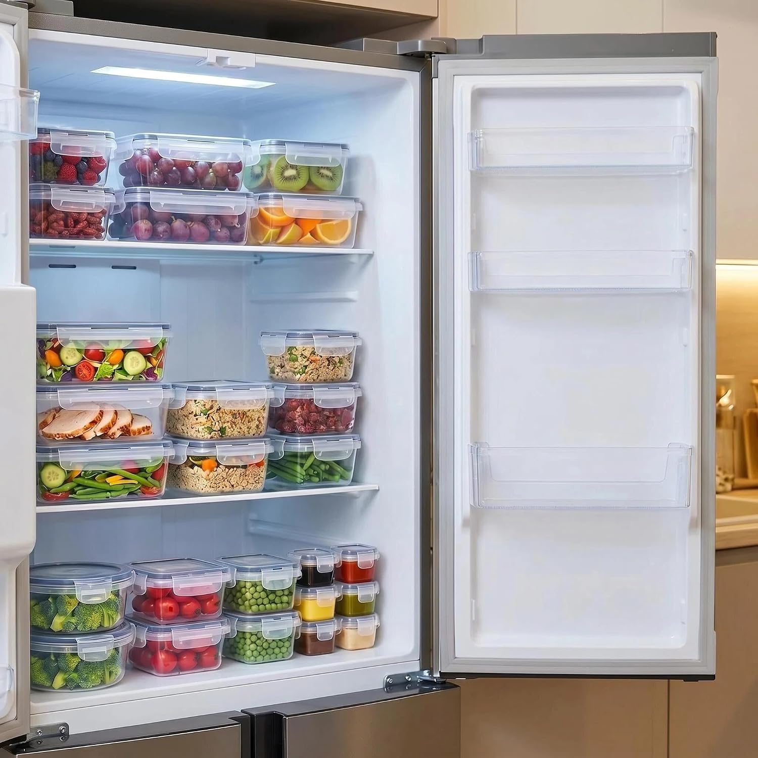 12 Pcs Airtight Food Storage Containers with Lids, Leak Proof Meal Prep, Microwave Freezer & Dishwasher Safe, Multi-Size Plastic Bins for Kitchen