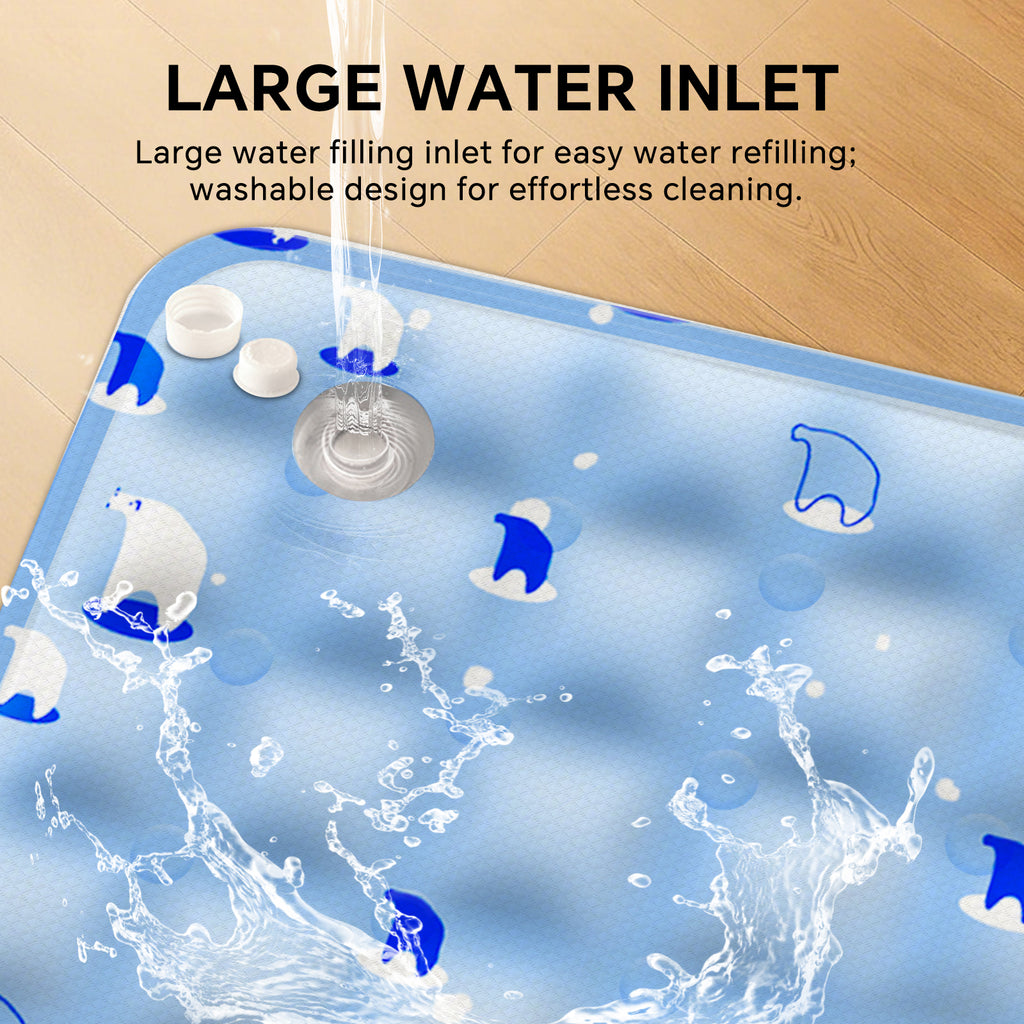 Water-Fill Pet Cooling Mat for Cats & Dogs, Reusable Washable Summer Cooling Pad, Blue, 35.43" x 23.62"