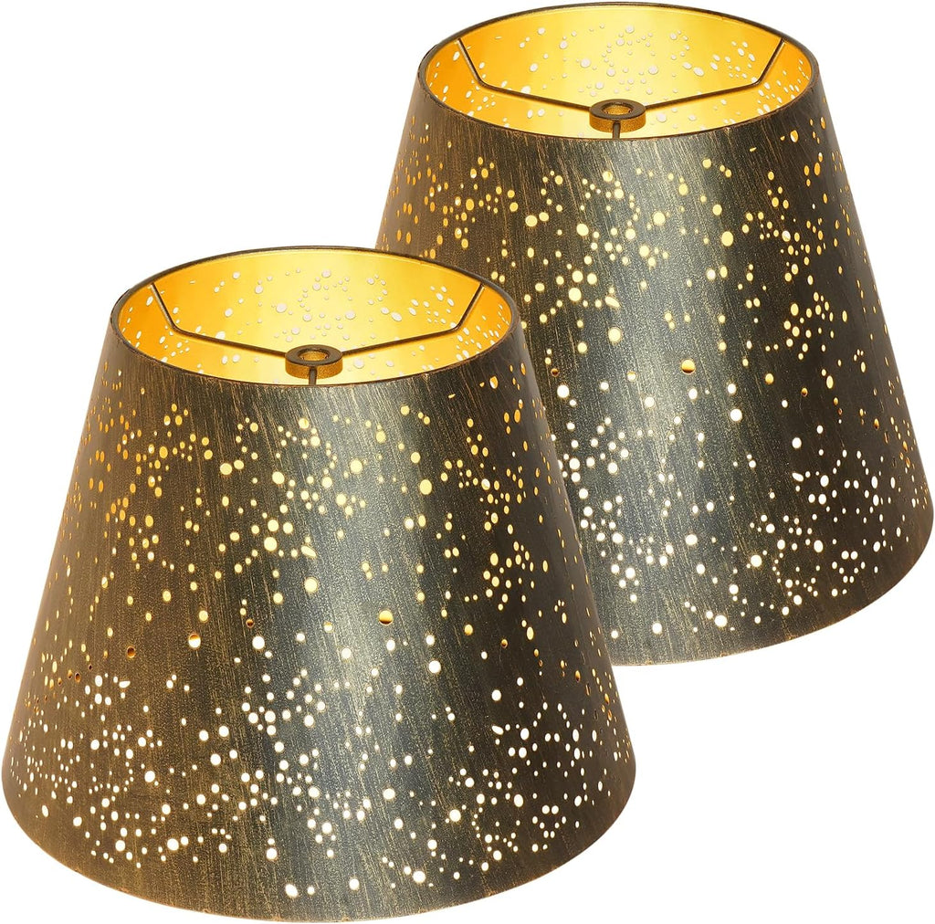 Black & Gold Metal Lamp Shade with Starry Cutout Design – Modern Decorative Replacement Shade for Table, Floor & Bedside Lamps