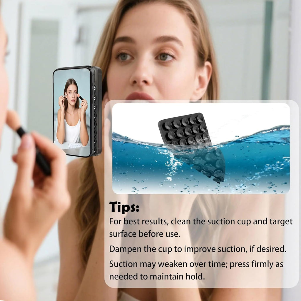 AEELLEEA Double Sided Silicone Suction Cup Phone Holder, Hands-Free Vacuum Suction Phone Mount for Selfie, Video Recording on Smooth Surfaces