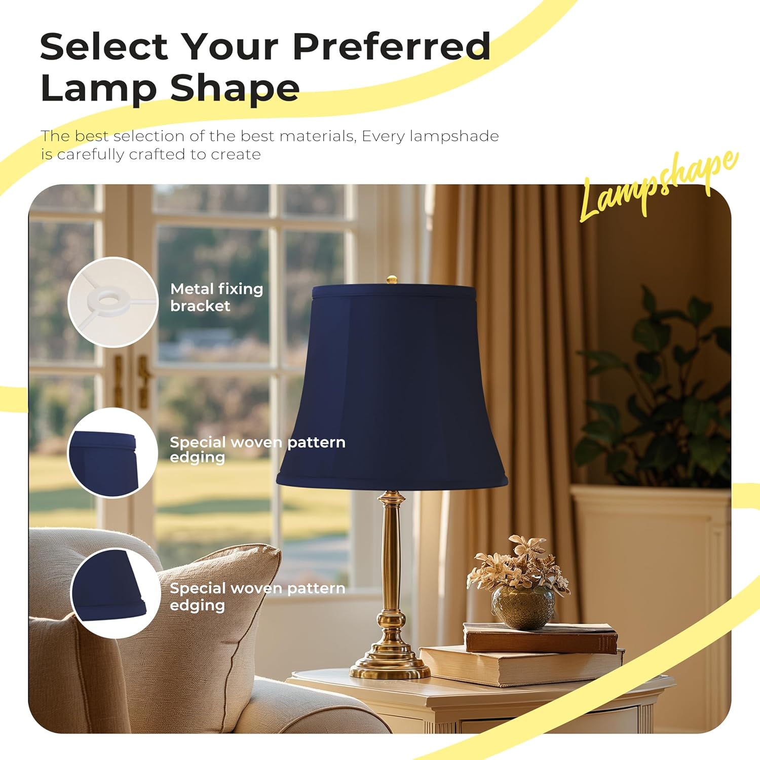 ALUCSET Set of 2 Boho Linen Lamp Shades 10x14x10.5 Inch Blue Fabric Drum Light Shades Spider Fitter for Floor Table Lamps Living Room Bedroom Antique Bronze Gothic Forest Pattern