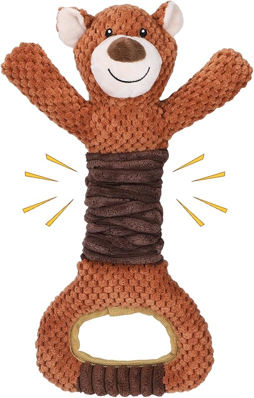Squeaky Dog Toys, Tug of War Dog Toy for Large Dogs, Plush Puppy Toys with Pull Rope, Interactive Dog Toys for Small, Middle, and Big Dogs