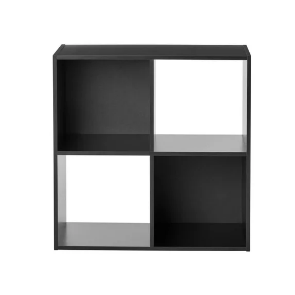 AEELLEEA 4 Cube Storage Organizer, Black Open Cubby Bookshelf, 23.7"×23.78"×11.73" Modular Storage Shelving Unit for Bedroom, Living Room & Office, Multipurpose Display Cabinet