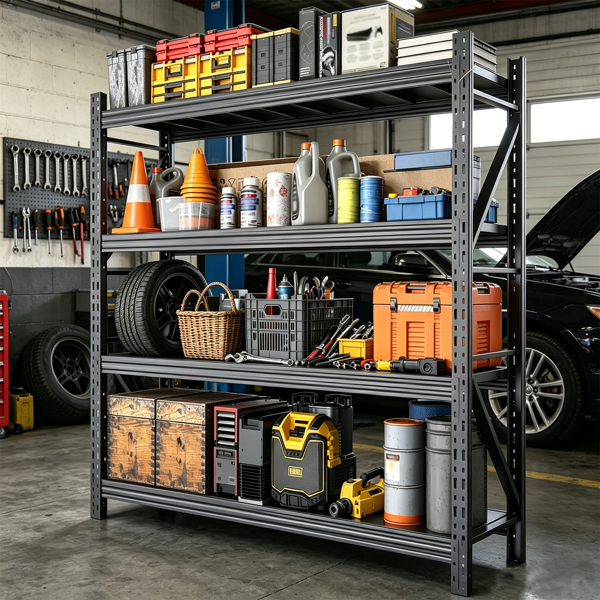 AEELLEEA Heavy Duty 4-Tier Metal Storage Shelving Unit, 31.5"W x13.8"D x73.2"H, 6000LBS Total Load Adjustable Garage Utility Rack