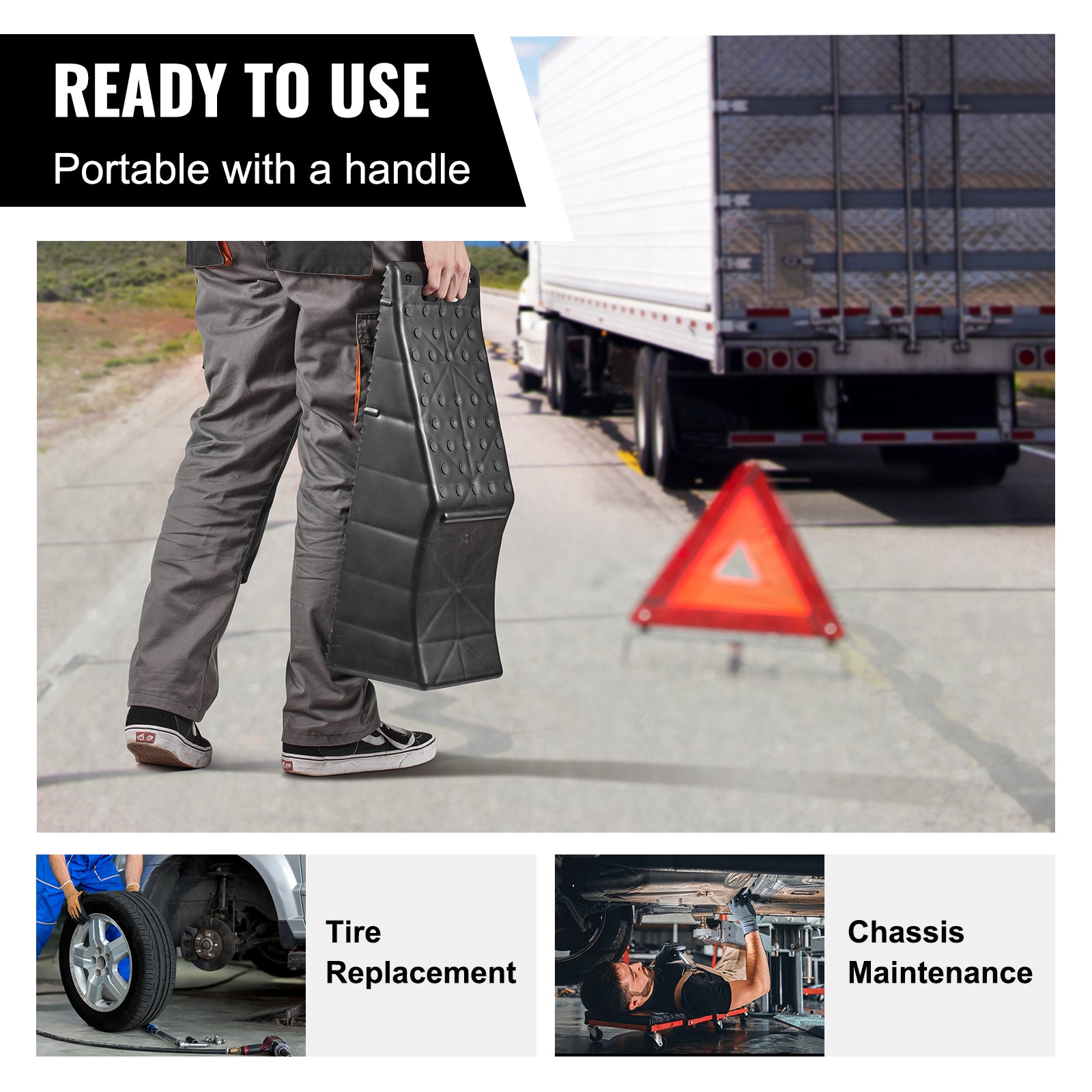 5.5" Lift Foldable Threshold Ramp for Doorways, Heavy Duty Wheelchair Ramp for Home & Groceries, 20000 LBS Plastic Car Service Ramp for Vehicle Maintenance