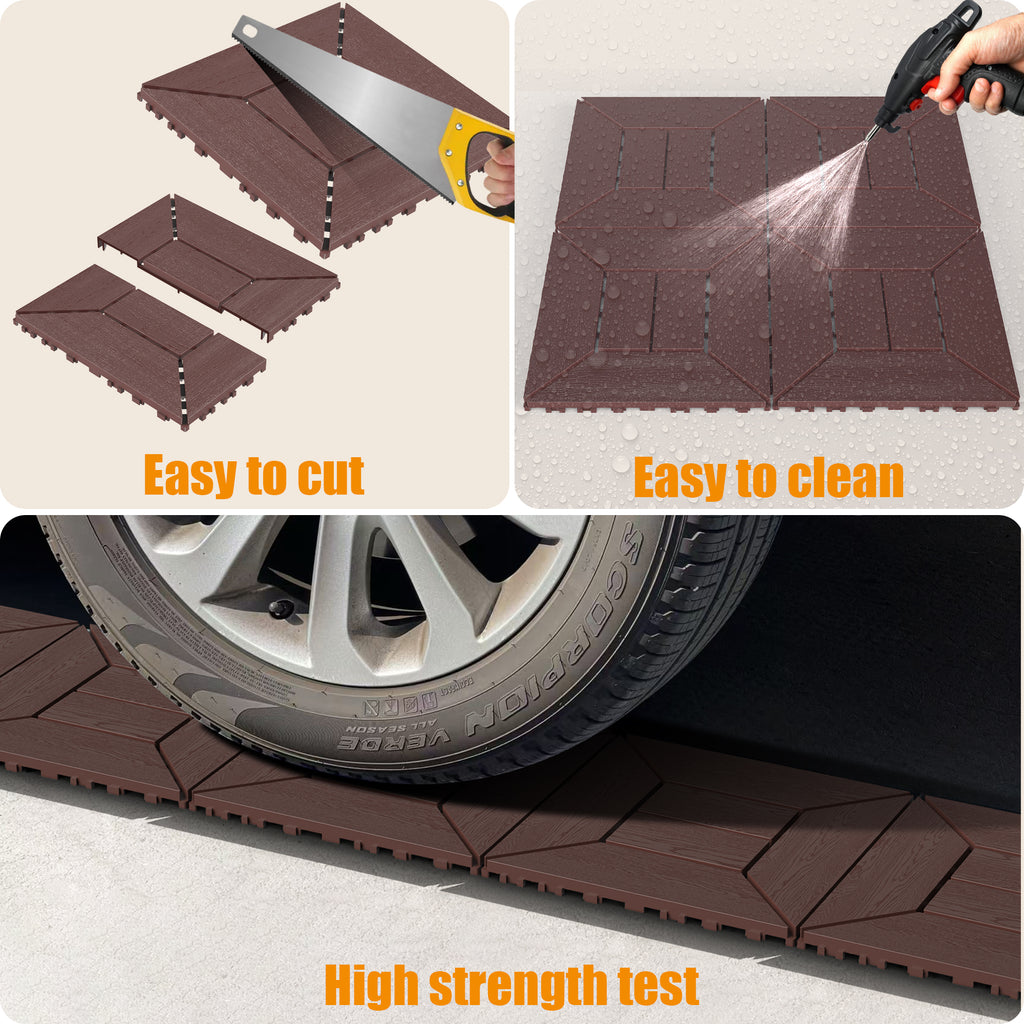 AEELLEEA 12 Inch Wood Grain Interlocking Deck Tiles, Snap Together Outdoor Patio Flooring Tiles, Cuttable Drainage Floor Tiles for Pool Backyard Balcony
