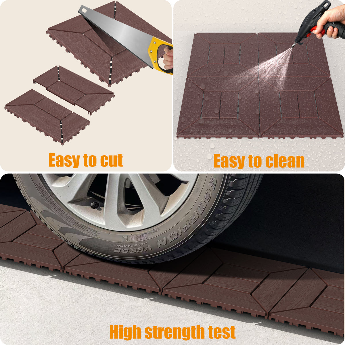 AEELLEEA 12 Inch Wood Grain Interlocking Deck Tiles, Snap Together Outdoor Patio Flooring Tiles, Cuttable Drainage Floor Tiles for Pool Backyard Balcony
