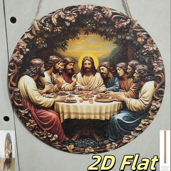 The Last Supper 2D Wall Decor, Fine Print Jesus & 12 Disciples Religious Hanging Plaque for Home Church