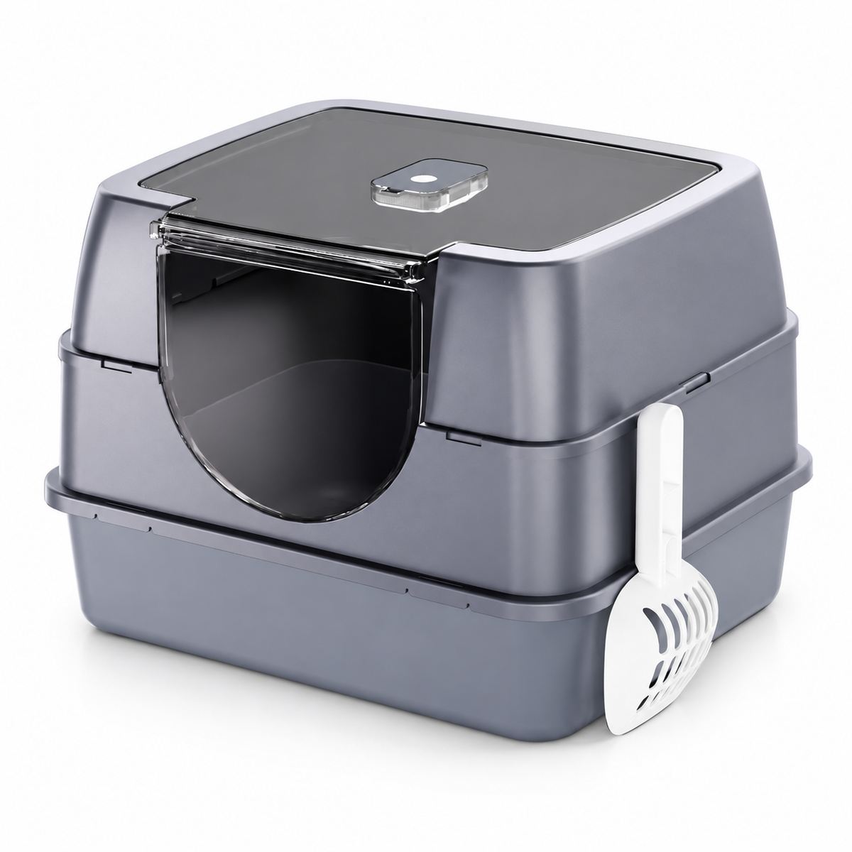 Fully Enclosed Hooded Cat Litter Box with Flip Top Lid, Odor Control Large Kitty Litter Pan with Scoop for Indoor Cats