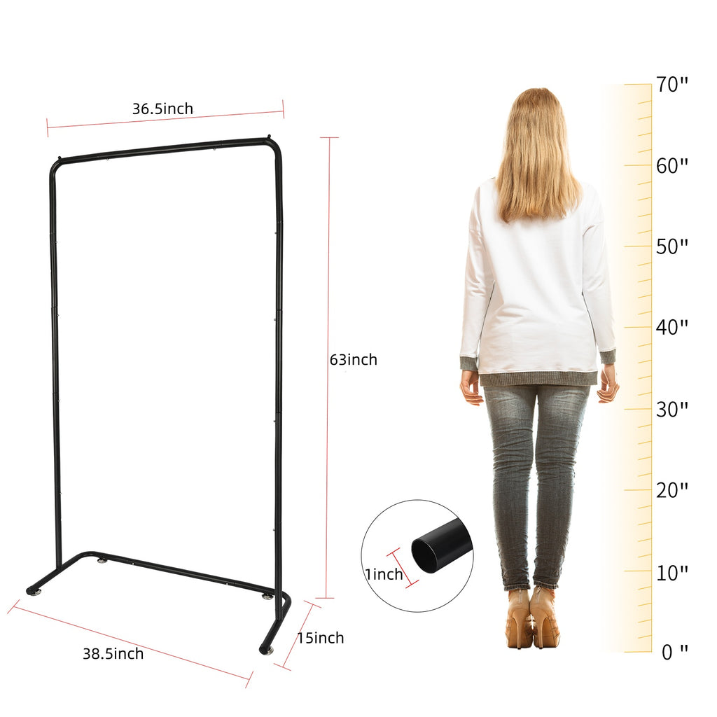Black Rolling Garment Rack with Wheels, Adjustable Single Rod Metal Clothes Rack, Lightweight Clothing Organizer Holds Up to 50 lbs for Dorm, Bedroom, Laundry Room, and Balcony