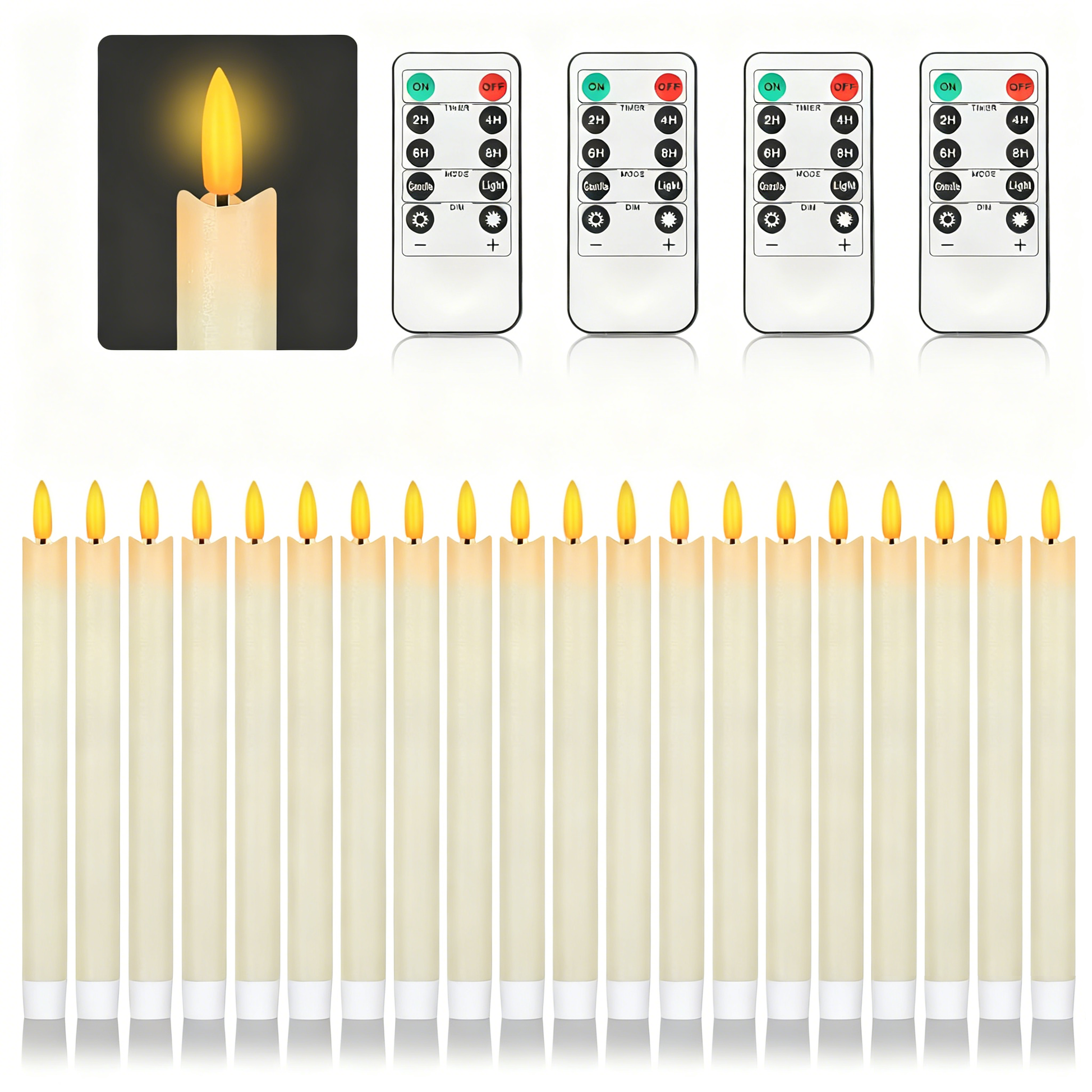 20-Pack Ivory Pillar Candles - Flameless LED Warm Light Decor for Christmas/Mantel/Dinner Party