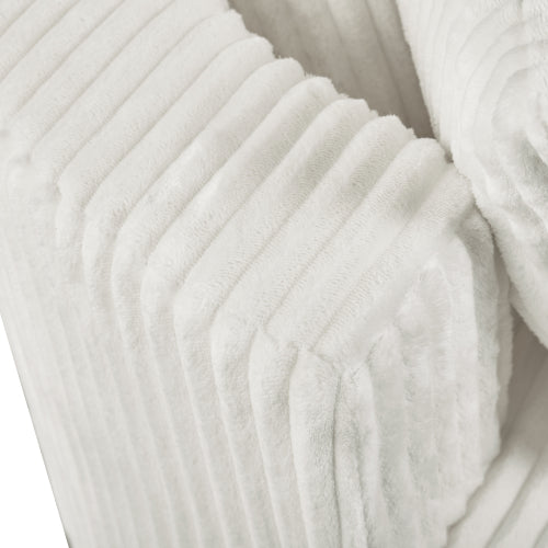 AEELLEEA Ivory Round Accent Chair with Ribbed Upholstery and Decorative Pillows