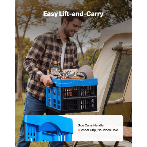 Collapsible Storage Crates Set of 3, 25 Liter Plastic Folding Storage Bins with Handles, Stackable Heavy Duty Organizer