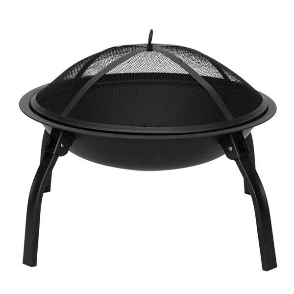 22 Inch 4-Leg Folding Iron Wood Burning Fire Pit, Portable Outdoor Brazier for Backyard, Poolside & Patio Evening Gatherings