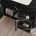 Black Marble Bathroom Vanity with Sink, Modern Freestanding Cabinet, Black Marble Top with White Basin, Doors and 2 Drawers, Gold Handles