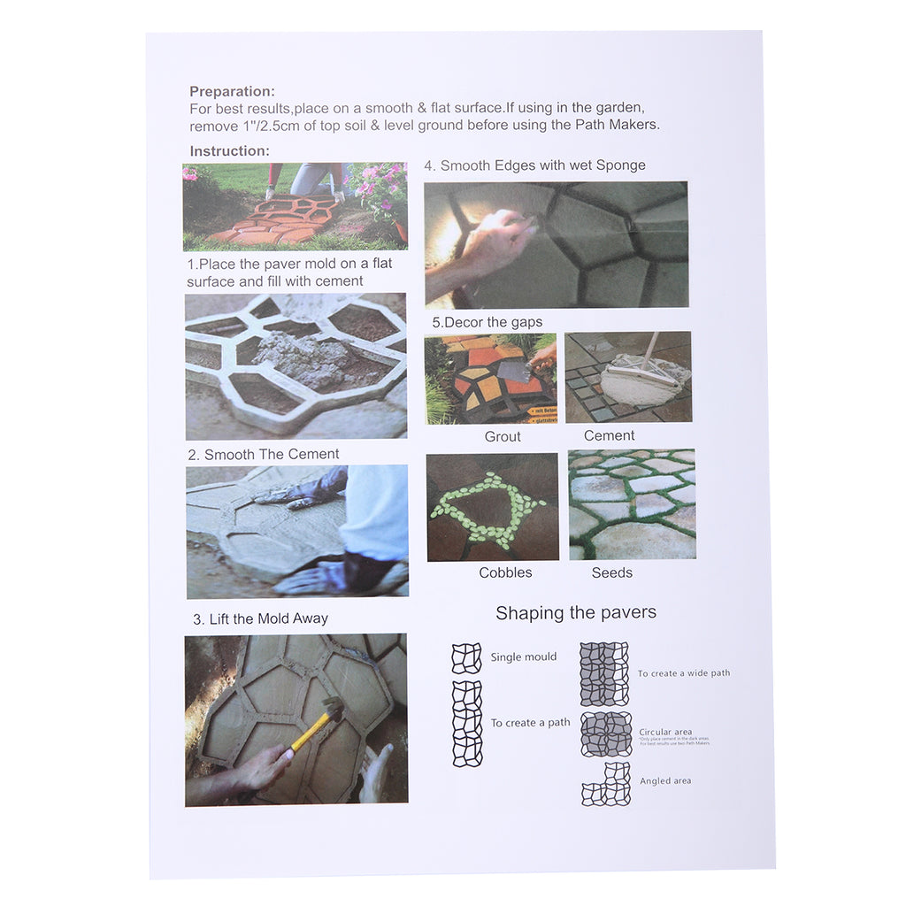 Reusable Concrete Path Maker Mold, DIY Garden Walkway Pavement Paver Cement Mould for Patio Lawn Yard Decor