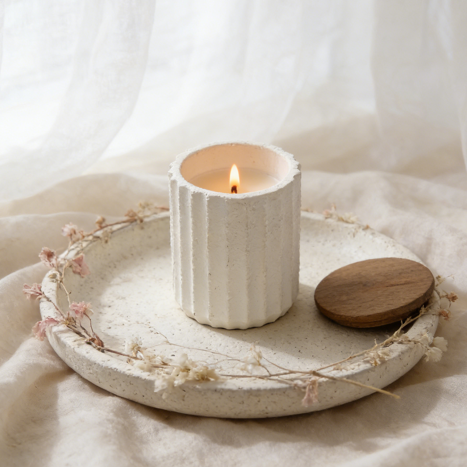 Candle Ecomix Wax Fill With Wooden Lid - Vanilla Lavender, 6oz