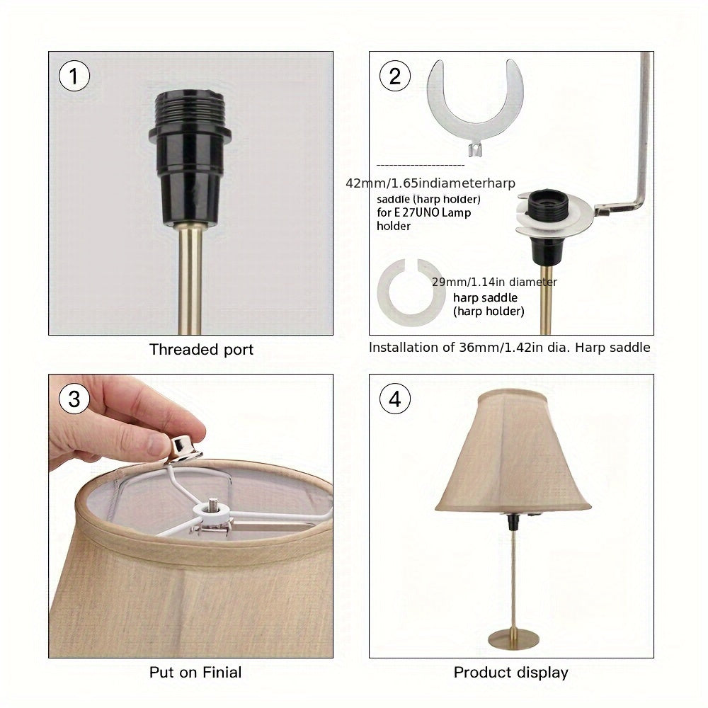 Adjustable Universal Lamp Harp for E12/E14/E26/E27, Height 6.5"-10" Lampshade Bracket