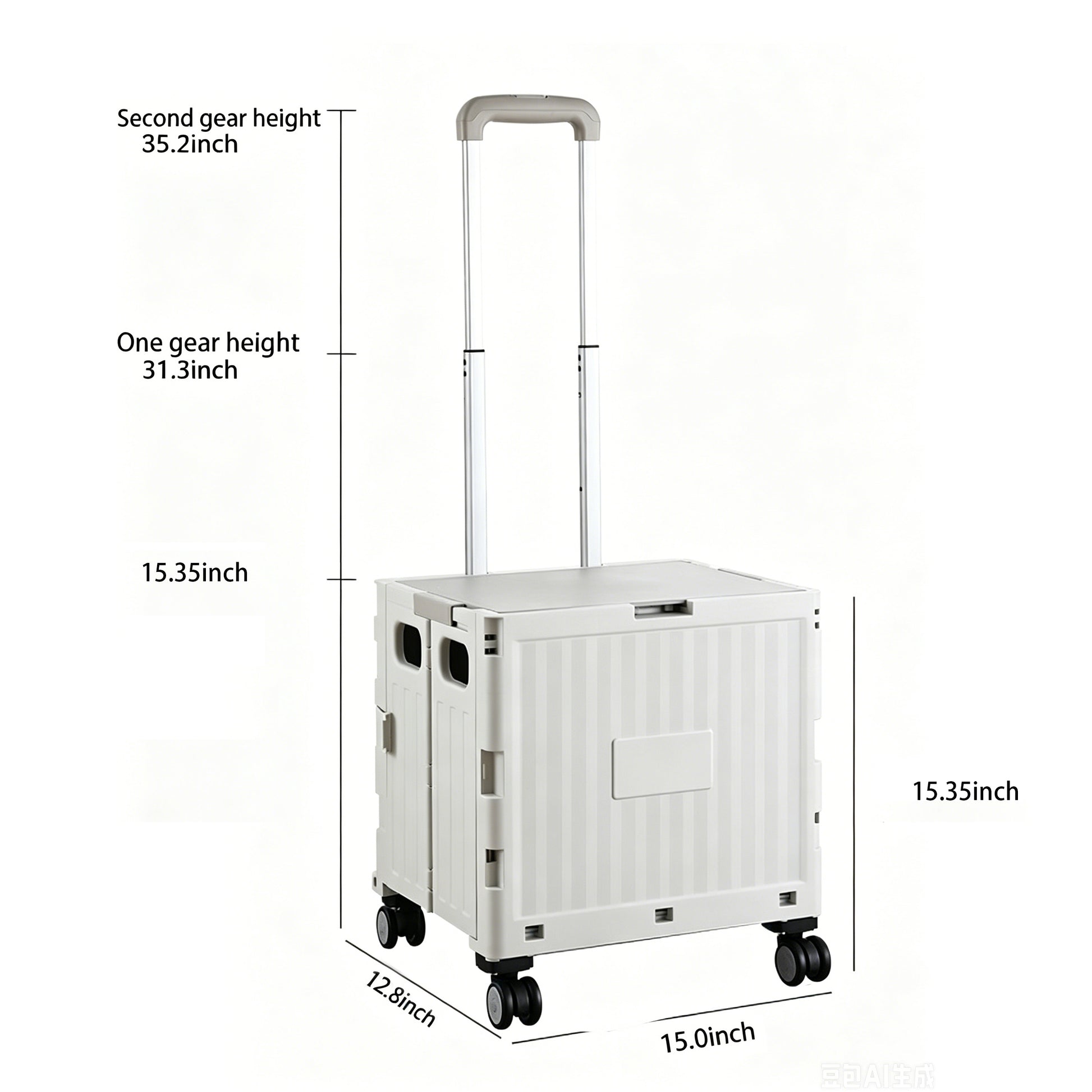Foldable Utility Cart Portable Rolling Crate with Lid Collapsible Handcart Shopping Trolley Telescopic Handle 4 Wheels for Picnic Camping Outdoor Use