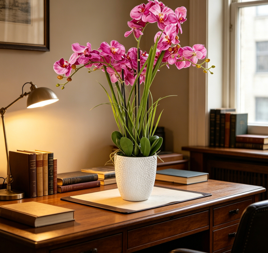 49 Inch Artificial Phalaenopsis Orchid with Resin Pot