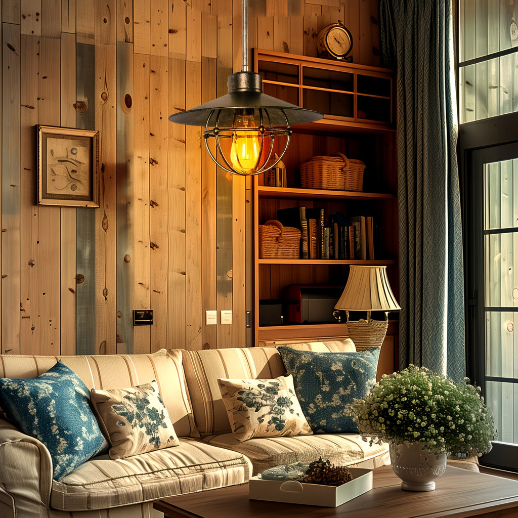 Single-Head Simple Vintage Industrial Edison Pendant Light - Height Adjustable American Rustic Lighting Fixture - Ideal for Bar, Dining Room & Kitchen
