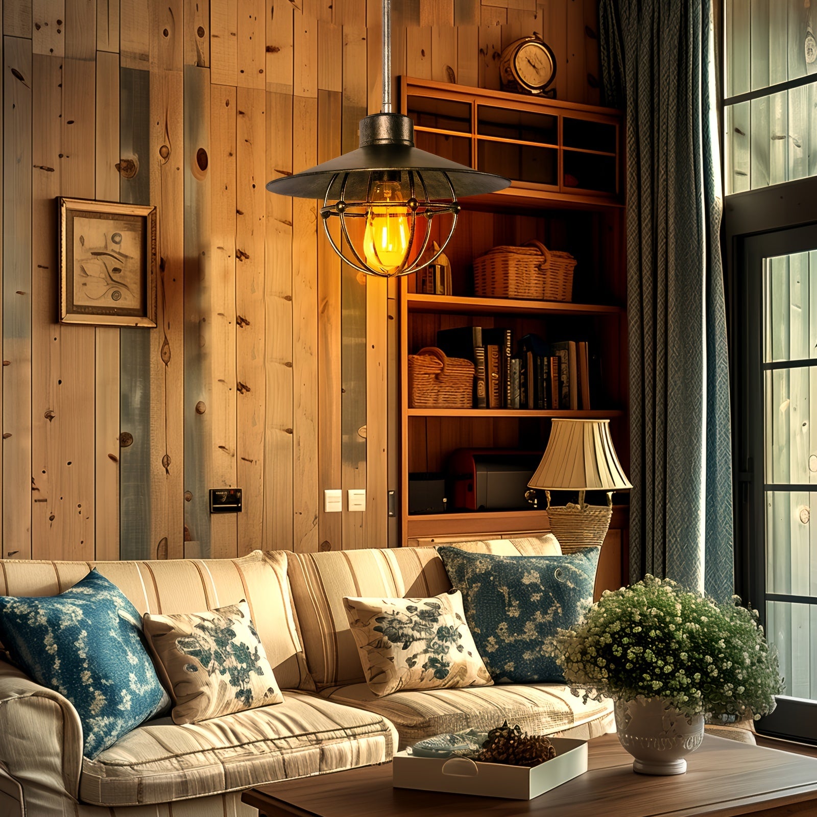 Single-Head Simple Vintage Industrial Edison Pendant Light - Height Adjustable American Rustic Lighting Fixture - Ideal for Bar, Dining Room & Kitchen