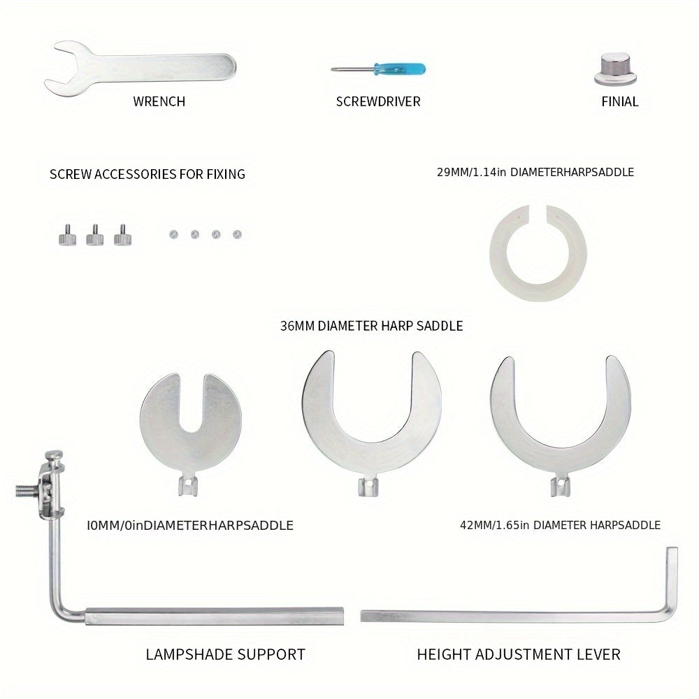 Adjustable Universal Lamp Harp for E12/E14/E26/E27, Height 6.5"-10" Lampshade Bracket