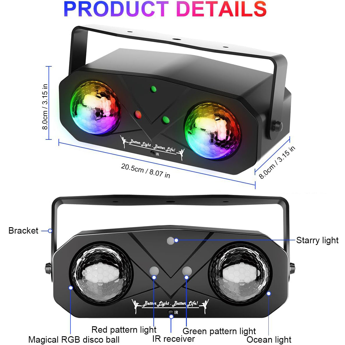 Party Disco Ball, Dj Disco Light Strobe Dance Sound Activated Stage Rave Karaoke Light for Club Dancing Parties KTV Christmas Halloween Birthday Glow Party