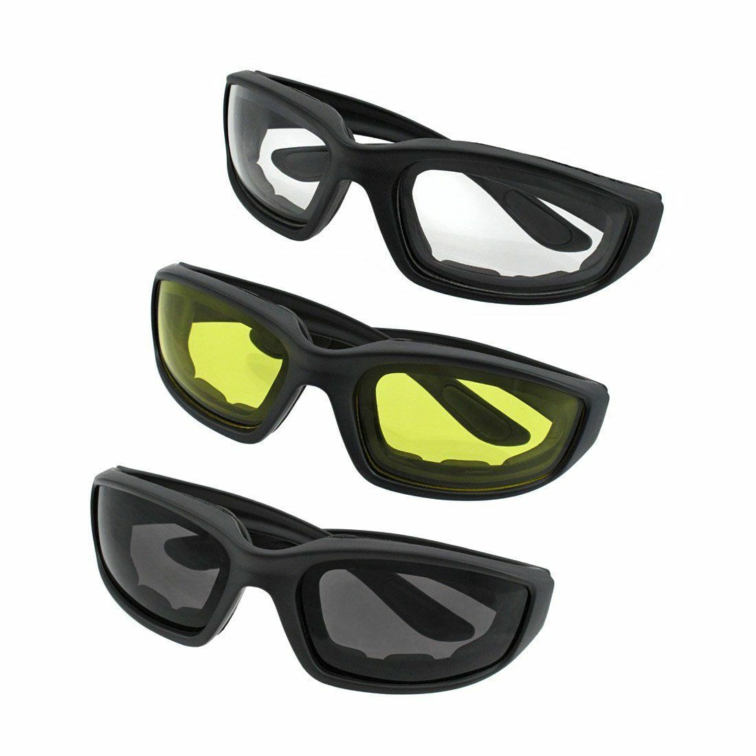 3 Pack Sports Riding Glasses, Windproof Dustproof Cycling Sunglasses, Gray/Clear/Yellow Lenses Unisex Motorcycle Bicycle Outdoor Protective Eyewear