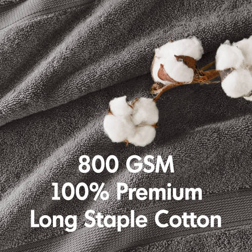 8-Piece Ultra-Soft 100% Cotton Absorbent Towel Set, Charcoal