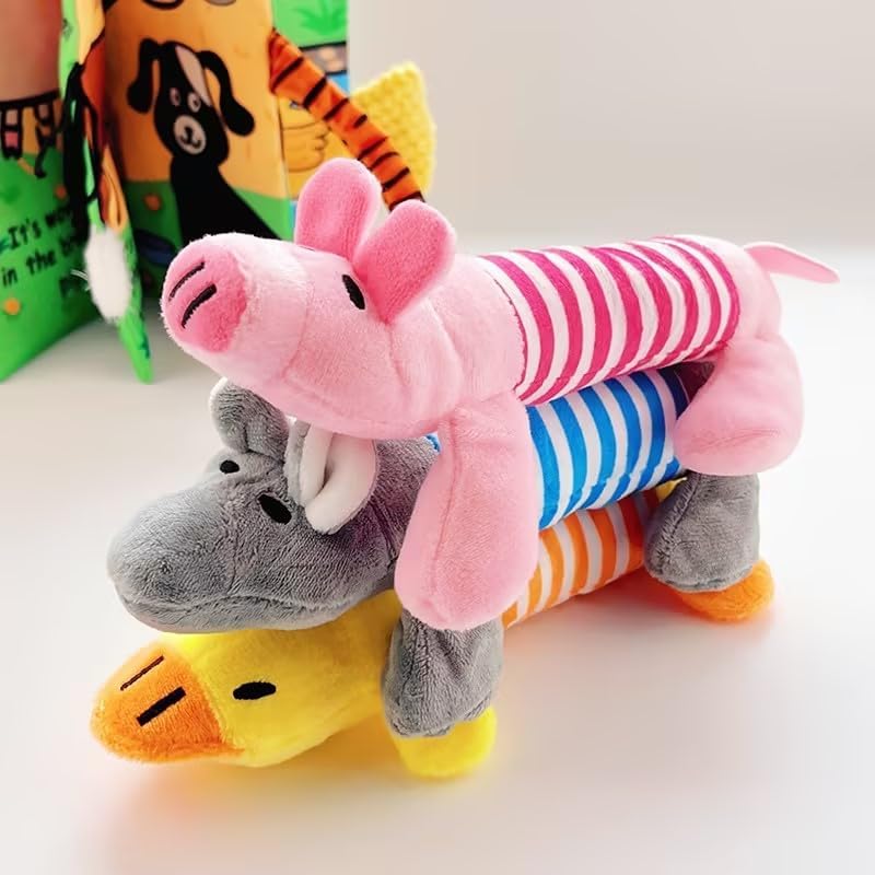 Yellow Dog Squeaky Toy, Pet Crinkle Stuffed Animals Dog Plush Chew Toy for Small Dogs Medium Dogs Squeeky Doggie Puppy Squeak Interactive Teething Yellow Duck
