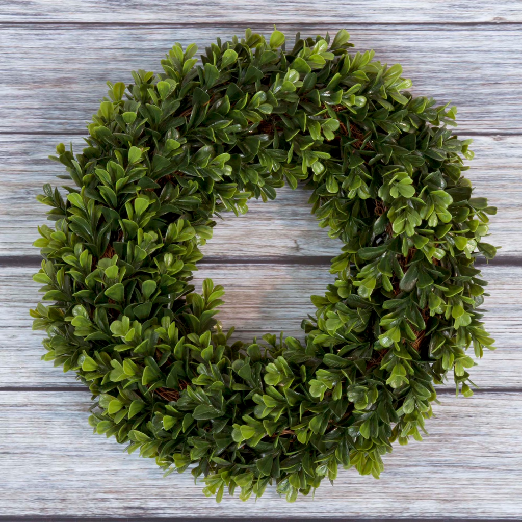 AEELLEEA 12 Inch Artificial Boxwood Wreath, UV Resistant Faux Greenery Wreath, All Season Indoor Outdoor Wreath for Front Door Window Wall Home Decor