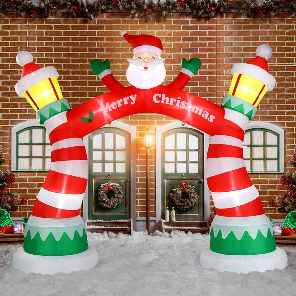 8.9FT Christmas Inflatable Archway with Santa Claus, Blow Up Yard Decor for Holiday Party Front Yard Lawn Garden