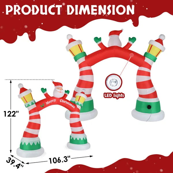 8.9FT Christmas Inflatable Archway with Santa Claus, Blow Up Yard Decor for Holiday Party Front Yard Lawn Garden
