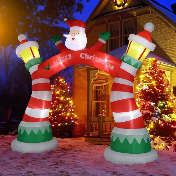 8.9FT Christmas Inflatable Archway with Santa Claus, Blow Up Yard Decor for Holiday Party Front Yard Lawn Garden