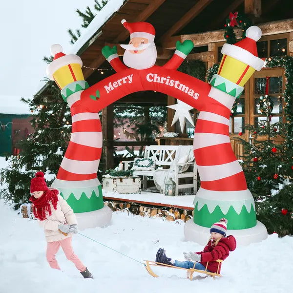 8.9FT Christmas Inflatable Archway with Santa Claus, Blow Up Yard Decor for Holiday Party Front Yard Lawn Garden