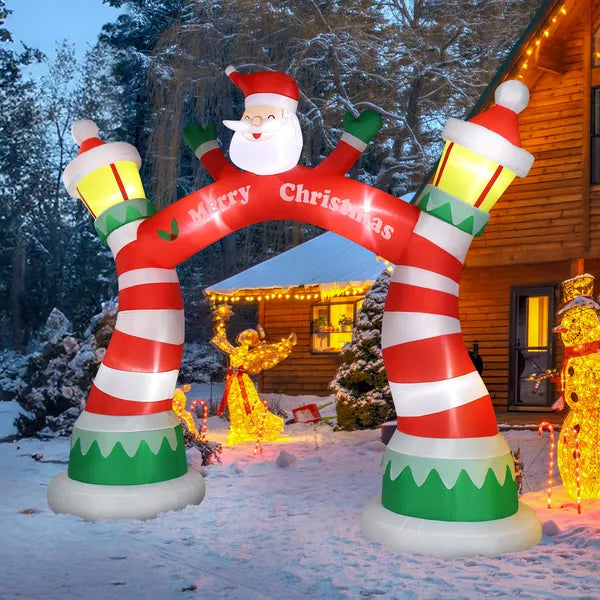 8.9FT Christmas Inflatable Archway with Santa Claus, Blow Up Yard Decor for Holiday Party Front Yard Lawn Garden