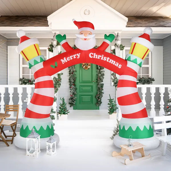 8.9FT Christmas Inflatable Archway with Santa Claus, Blow Up Yard Decor for Holiday Party Front Yard Lawn Garden