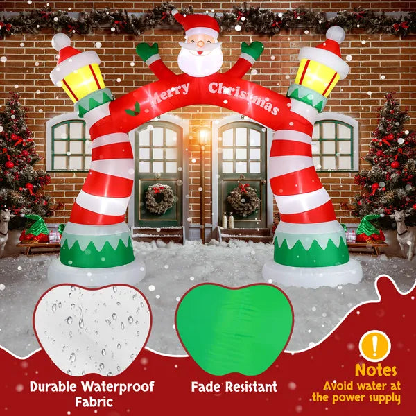 8.9FT Christmas Inflatable Archway with Santa Claus, Blow Up Yard Decor for Holiday Party Front Yard Lawn Garden